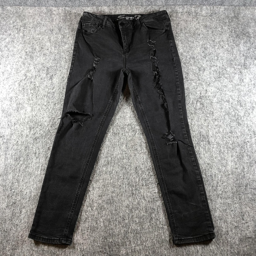 Seven7 Skinny Jeans Womens 16‎ Charcoal Distressed Stretch Denim